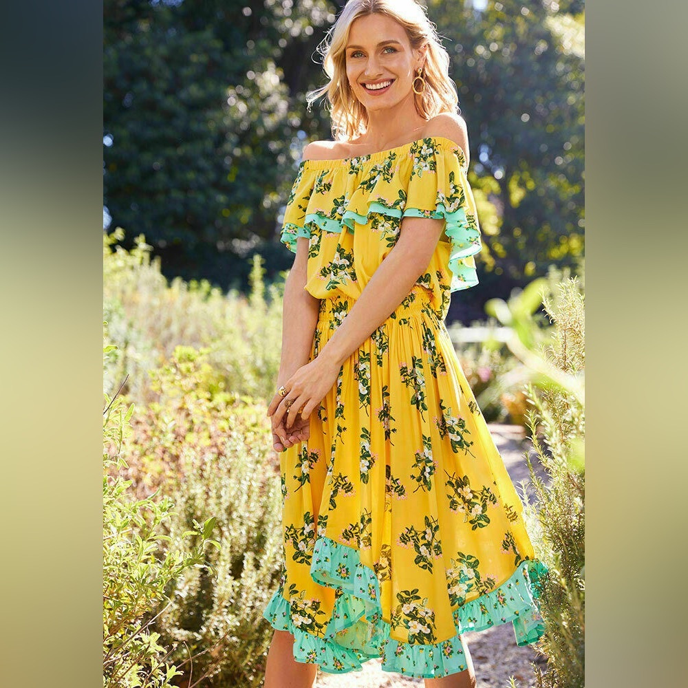 Matilda Jane Yellow Ruffled Tiered Midi Sundress